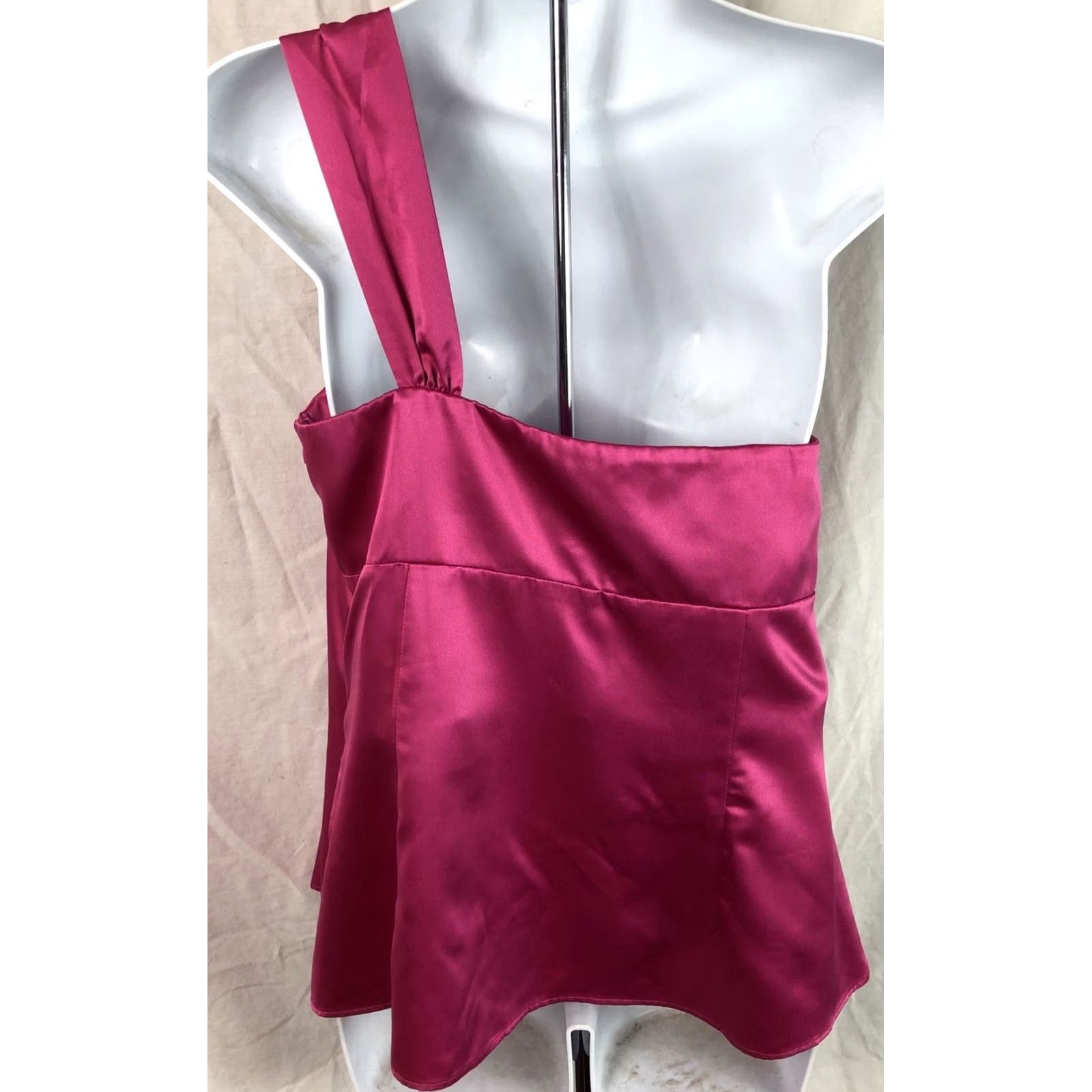 Ann Taylor Ann Taylor Loft Camisole Satin Top One Shoulder Tie Pink 8P ShelfBra Women Dress Formal Party/Cocktail Wedding Satin Blouse Size M / US 6-8 / IT 42-44 - 4 Thumbnail