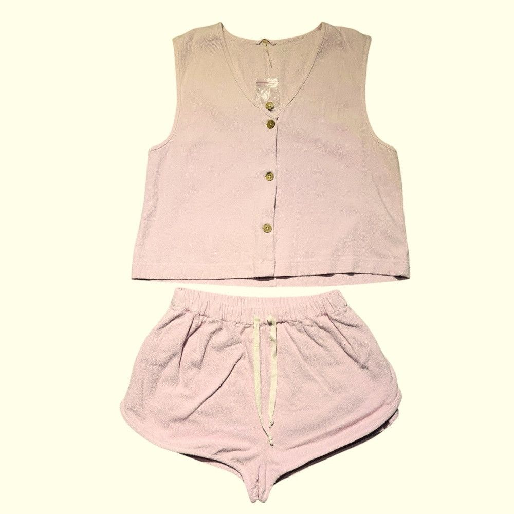 Free People New Free People So Fresh Vest Shorts Pink Set Size L Size 36" / US 14 / IT 50 - 2 Thumbnail