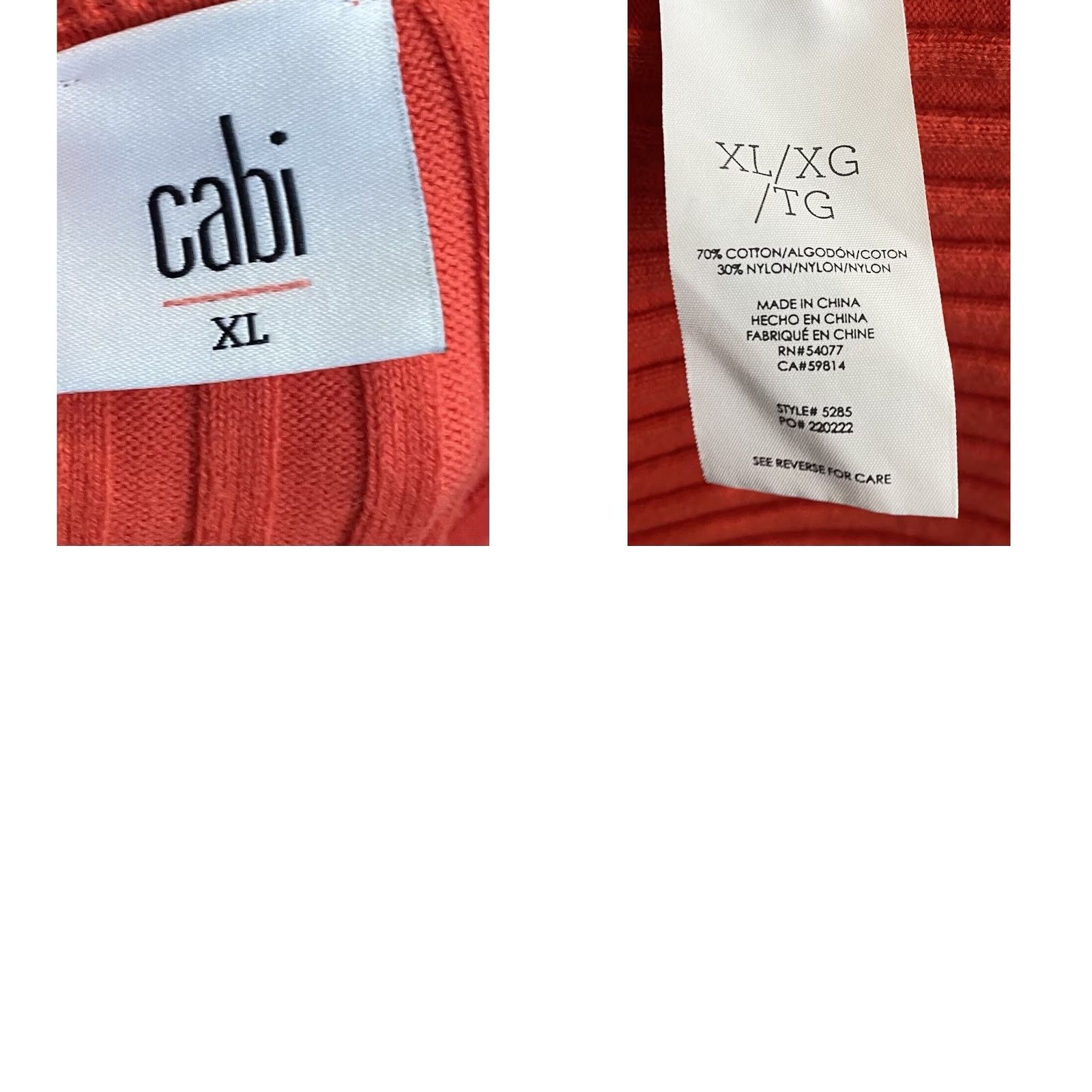 Vintage Cabi Cardigan Sweater Ribbed Bell Long Sleeve Hibiscus Red Coral 5285 S Women Cardigan 70% Cotton 40% Nylon Size S / US 4 / IT 40 - 8 Thumbnail