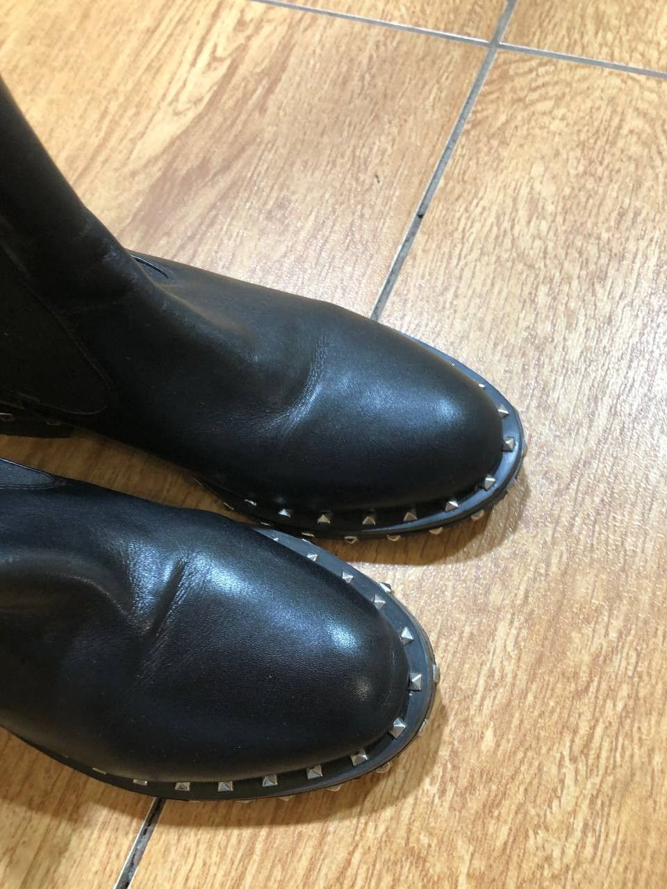 Valentino VALENTINO Rockstud Black Leather Chelsea Boots Size US 6 / IT 36 - 4 Thumbnail