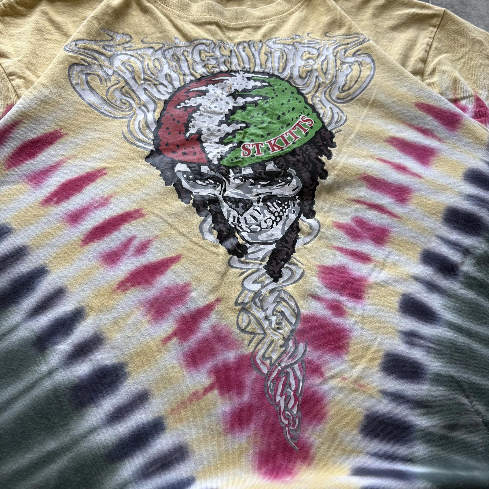 Grateful Dead Vintage Y2K Grateful Dead Rasta Skull Tie-Dye Band Shirt Size US XL / EU 56 / 4 - 2 Thumbnail