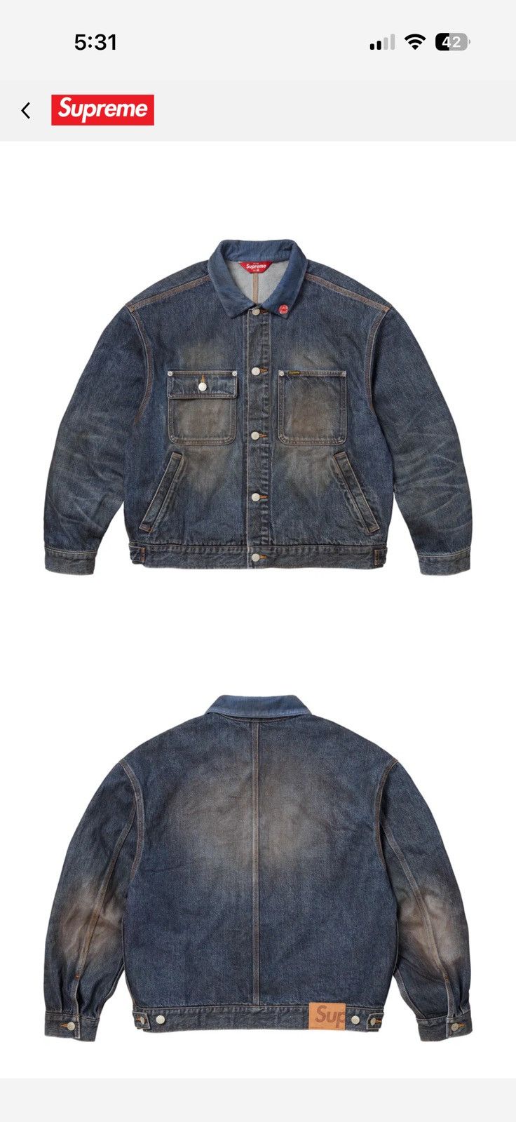 Supreme Distressed Selvedge Trucker Jacket Size US L / EU 52-54 / 3 - 1 Thumbnail