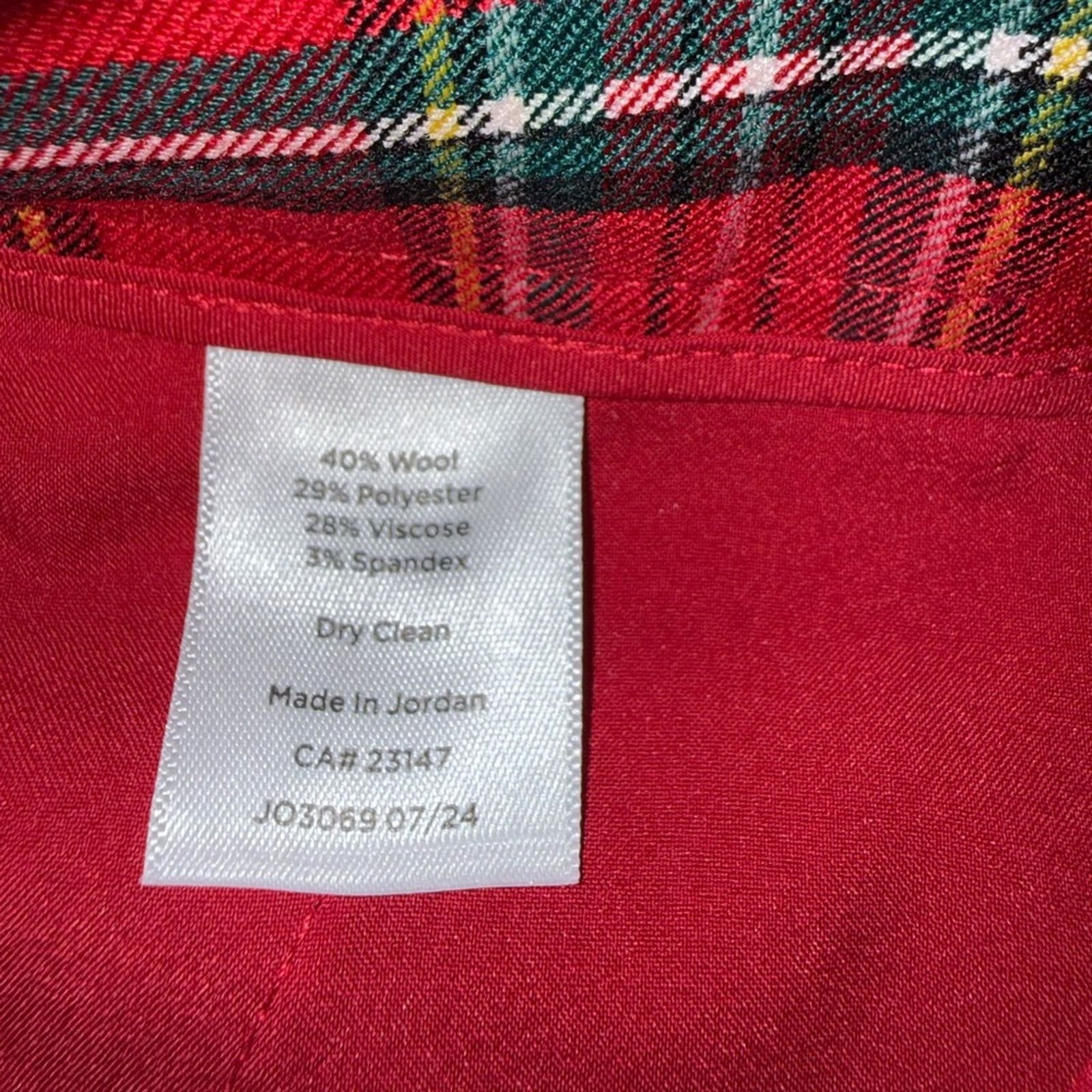 Talbots TALBOTS TAPERED ANKLE WOOL BLEND PANTS RED TARTAN PLAID SZ 6 Size 28" / US 6 / IT 42 - 7 Thumbnail