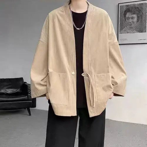 VIBE Brown patchwork corduroy kimono cardigan jacket Size US M / EU 48-50 / 2 - 3 Thumbnail