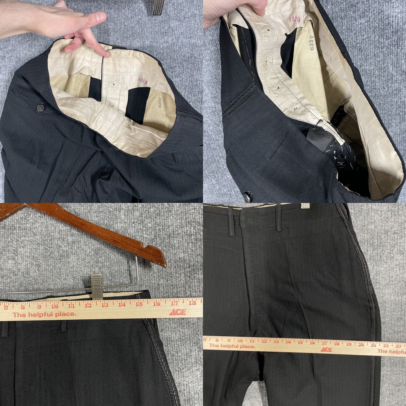 Vintage Bespoke 1920s Black Wool Tuxedo Trousers Sz 31x31 Vtg Peg/Tapered Button Fly Edwardian Look Art Deco Straight Leg Men’s Size US 31 - 10 Thumbnail