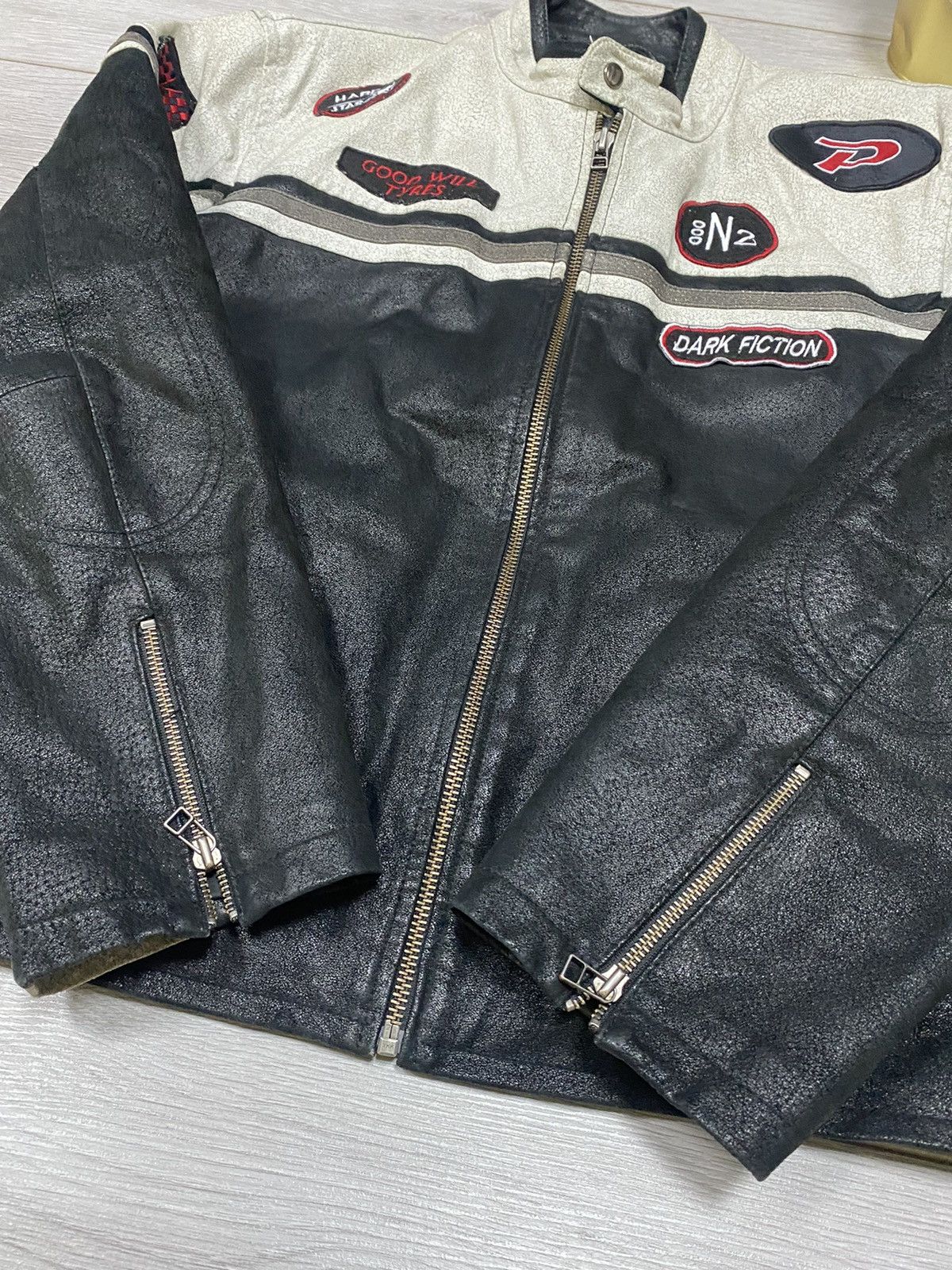 Vintage Moto team leather Stop n fee free vintage racing jacket Size US XXL / EU 58 / 5 - 8 Thumbnail