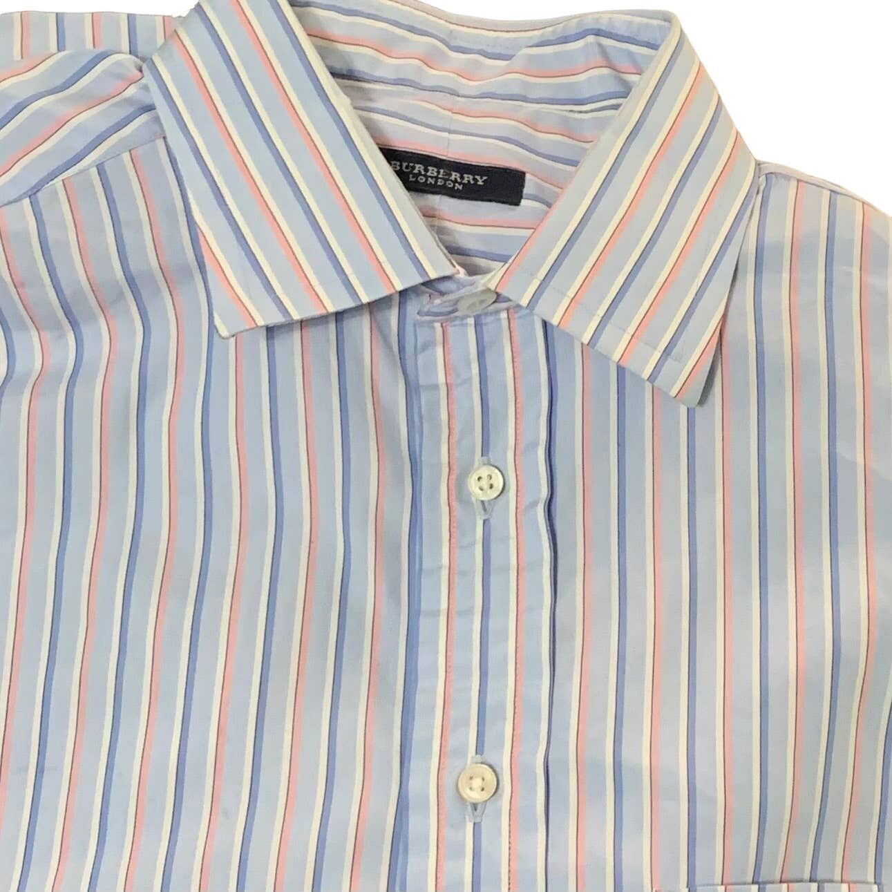 Burberry Burberry London Striped Blue Pink Button Up Down Shirt 44 Size US XL / EU 56 / 4 - 2 Thumbnail