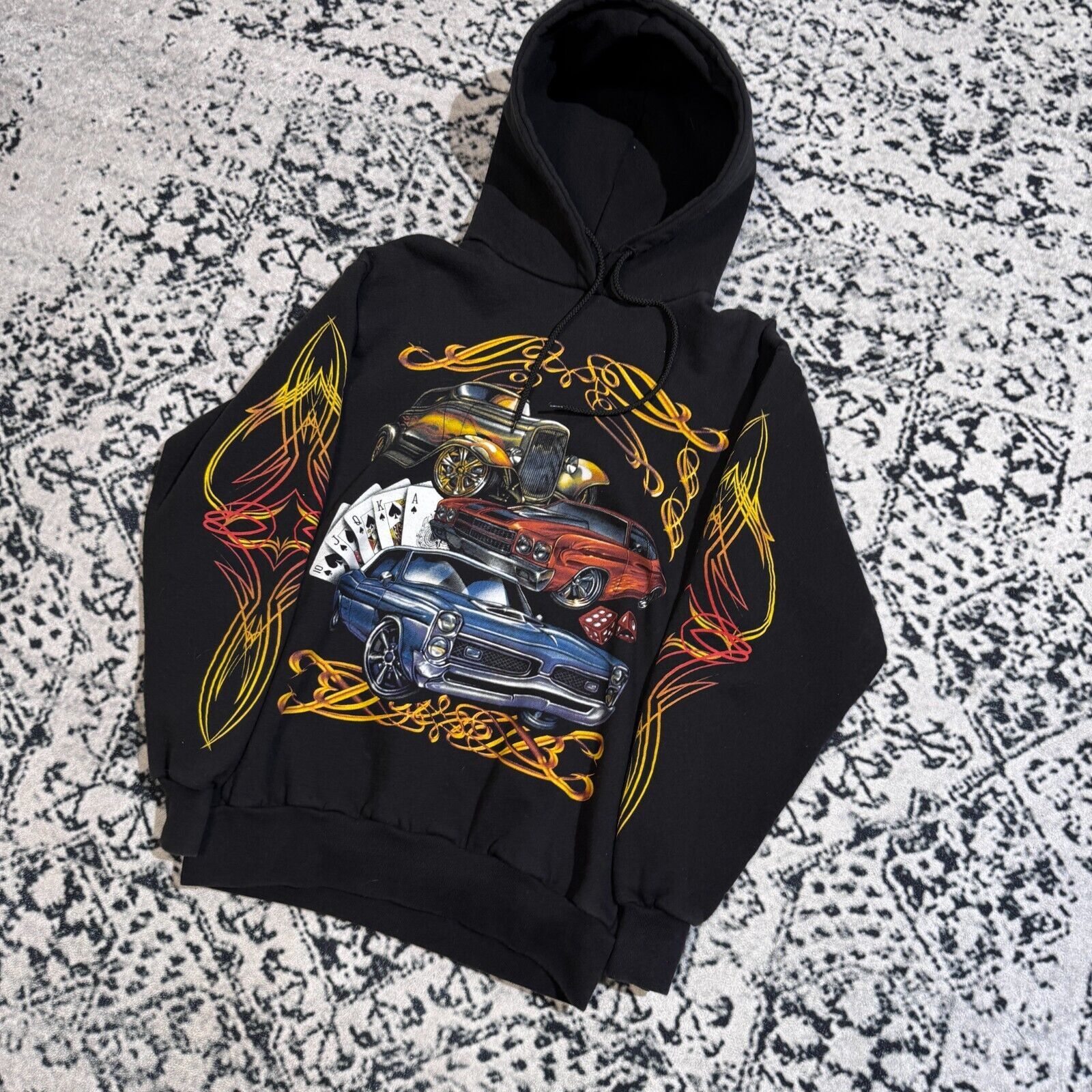 Vintage Vintage Black Cotton Hoodie Size S 90s Gambling Card Car Y2K Size US S / EU 44-46 / 1 - 2 Thumbnail