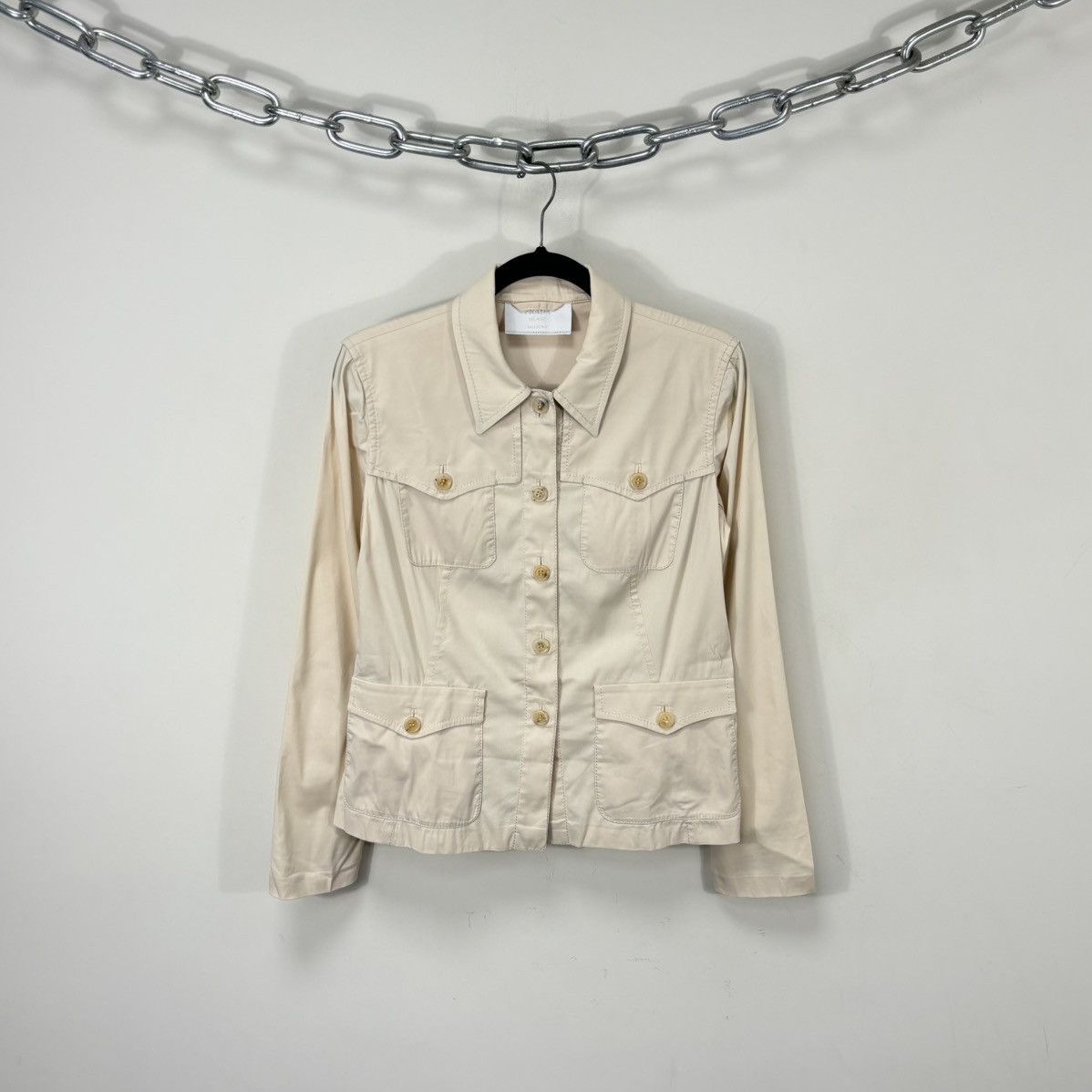 Prada Prada Women’s Cream Multipocket Cotton Nylon Collared Jacket Size M / US 6-8 / IT 42-44 - 1 Thumbnail