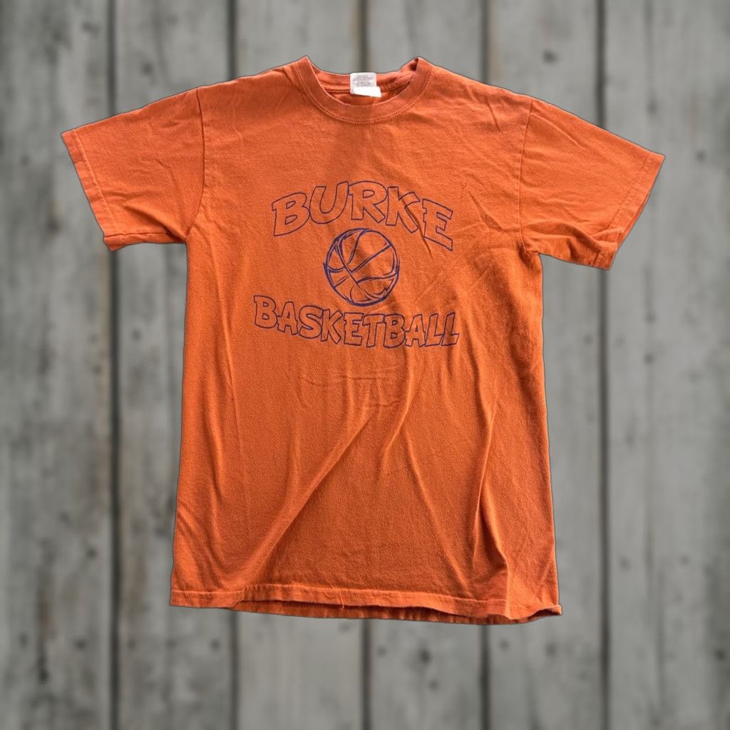 Gildan VINTAGE Burke Basketball Shirt Gildan Short Sleeve Tee Mens Small Orange Crew Neck 100% Cotton Basketball 5 Back Graphic Shirt Size US S / EU 44-46 / 1 - 1 Thumbnail
