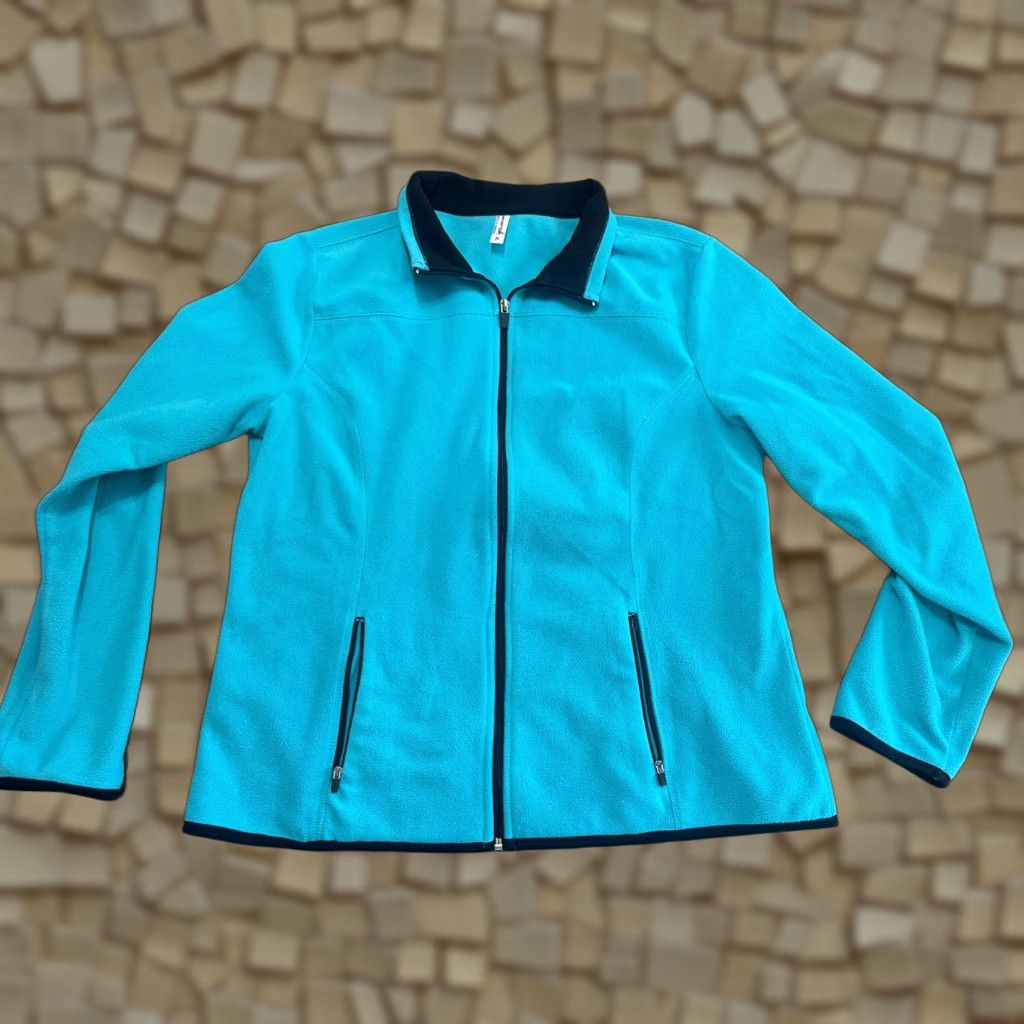 Vintage Exertek Sweater Women XL Blue Black Full Zip Cardigan Zip Pockets Comfort Casual Size XL / US 12-14 / IT 48-50 - 1 Thumbnail