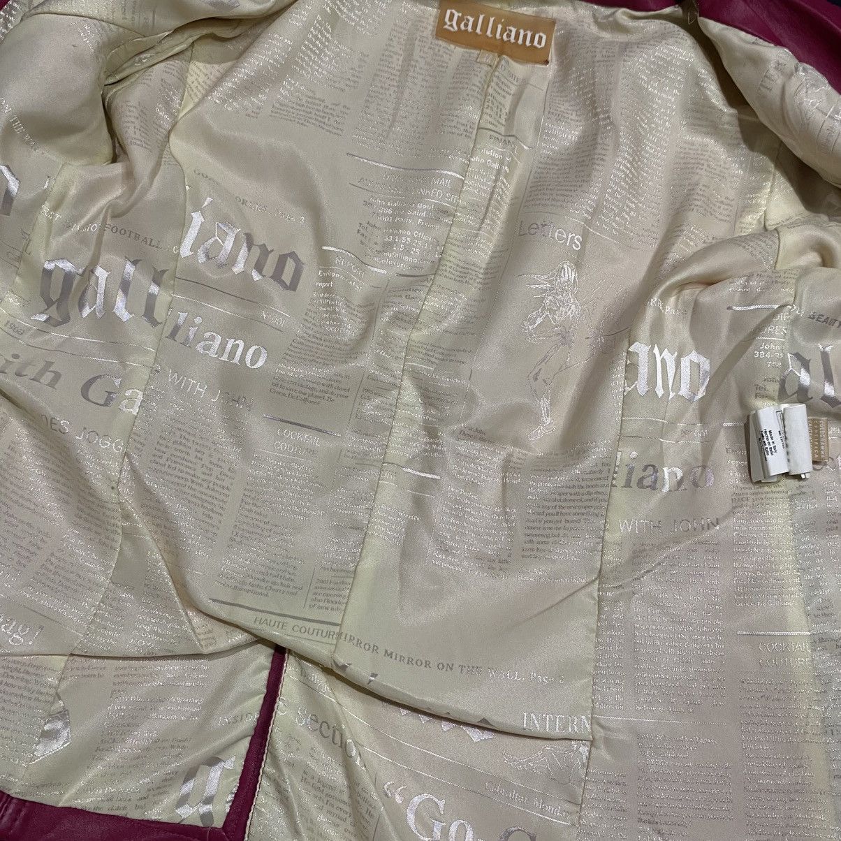 John Galliano ARCHIVE JOHN GALLIANO PINK LEATHER BLAZER Size L / US 10 / IT 46 - 6 Thumbnail