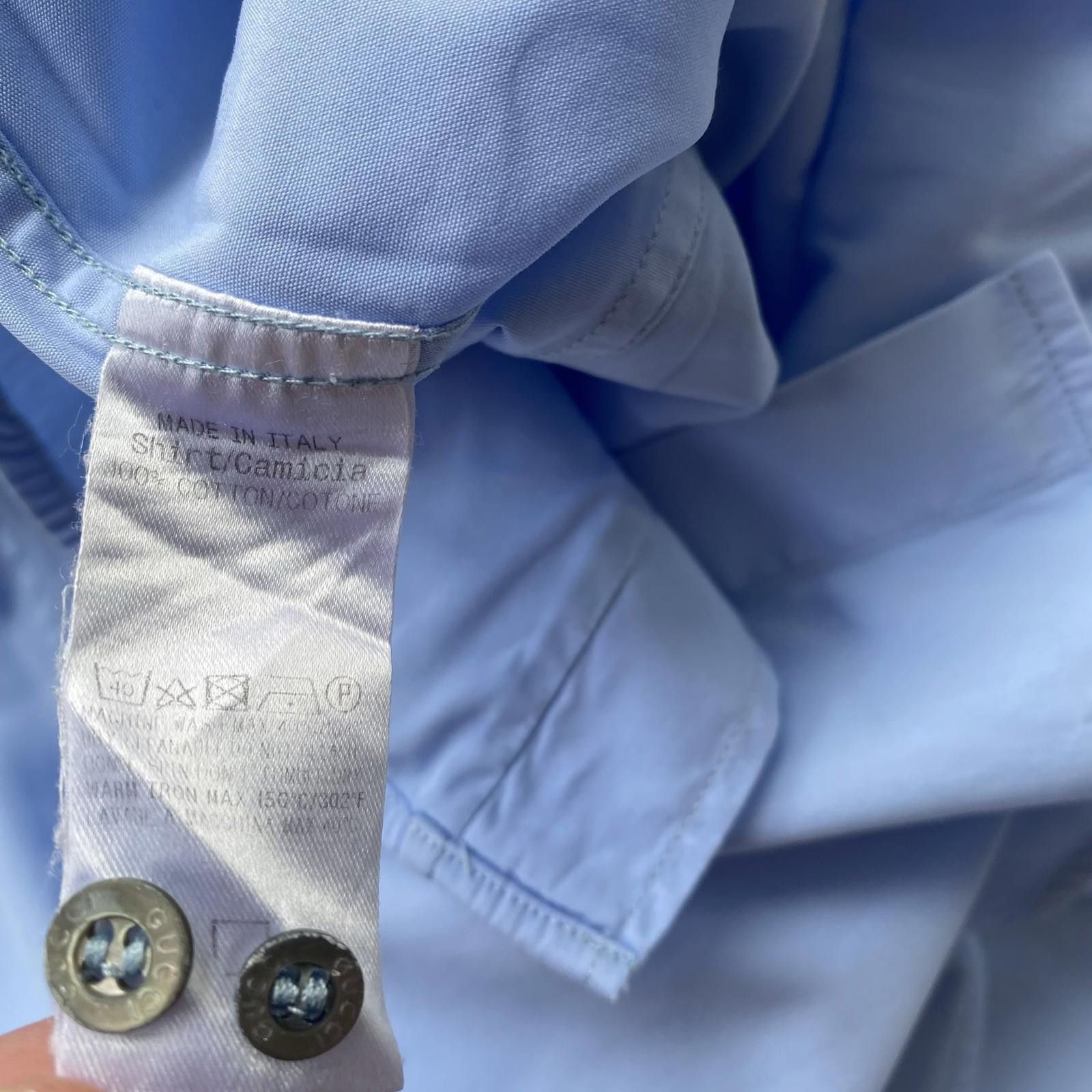 Gucci Gucci Men’s Button Up Shirt Blue Size 40/15.75 Size US M / EU 48-50 / 2 - 8 Thumbnail