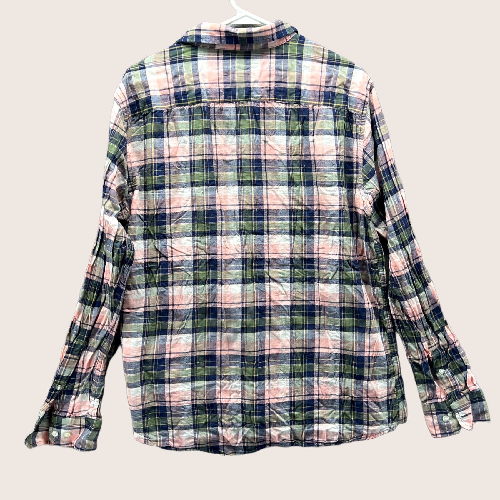 Banana Republic Banana Republic Shirt Men Large Blue Pink Plaid Button-Down Untucked Slim Cotton Shirt Size US L / EU 52-54 / 3 - 1 Thumbnail