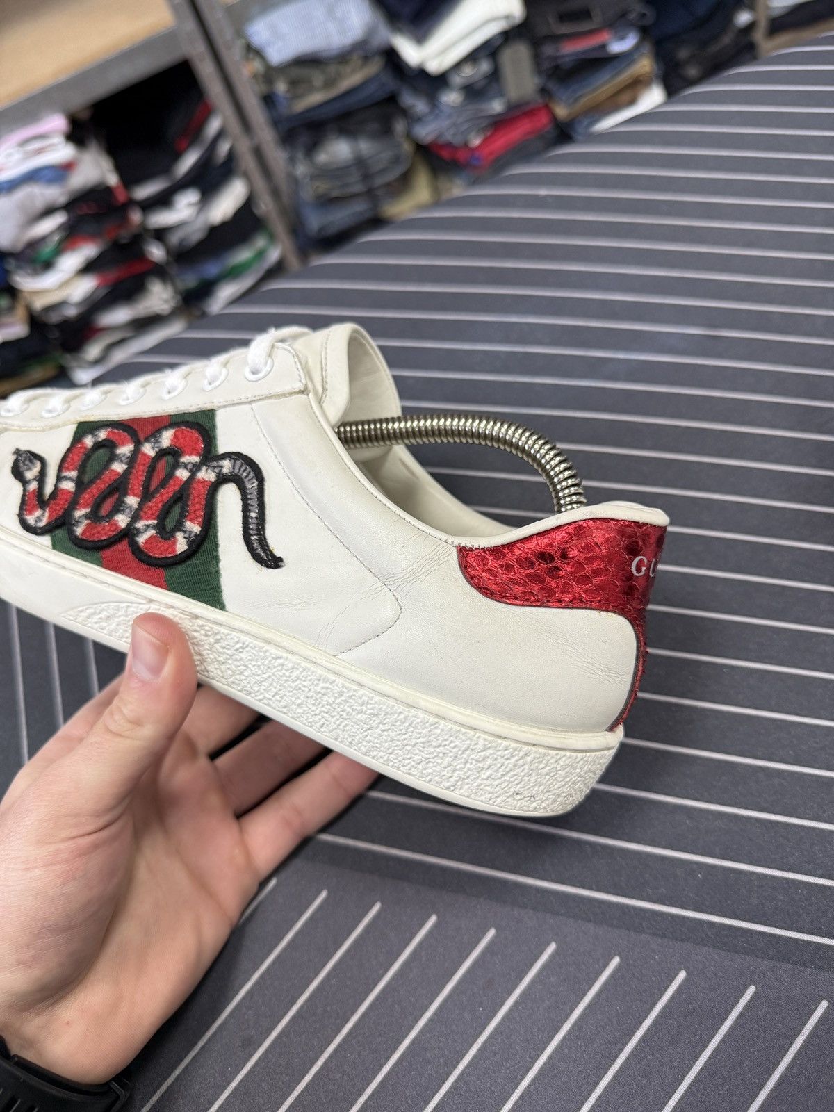 Gucci 🇮🇹 Gucci Ace Snake Embroidered Leather Sneakers Rare Size US 7 / EU 40 - 18 Thumbnail