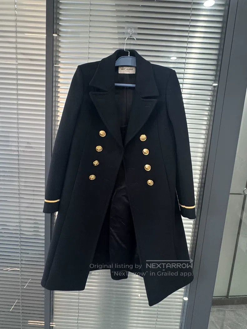 Saint Laurent Paris Saint Laurent Paris Double Breasted Gold Button Wool Coat Size US L / EU 52-54 / 3 - 2 Thumbnail