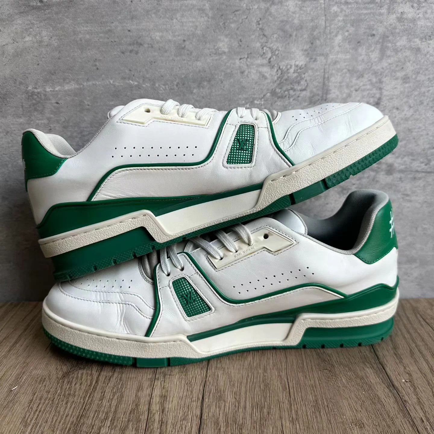Louis Vuitton LV Trainer, original white and green, size 42.5 Size US 9.5 / EU 42-43 - 3 Thumbnail