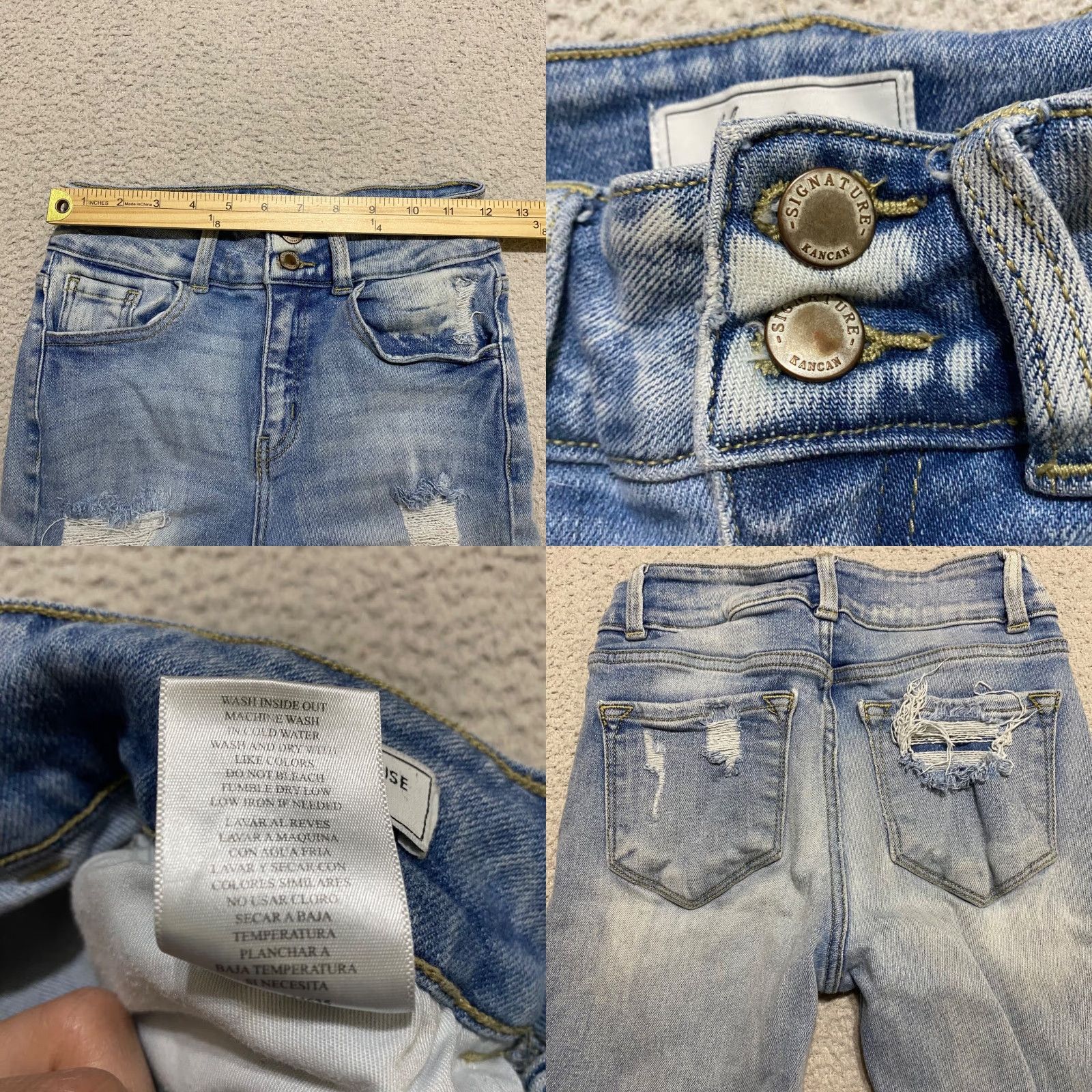 Vintage KanCan Womens Jeans sz 26 Blue Denim High Rise Skinny Distressed Medium Wash Jeans Size 26" / US 2 / IT 38 - 8 Thumbnail