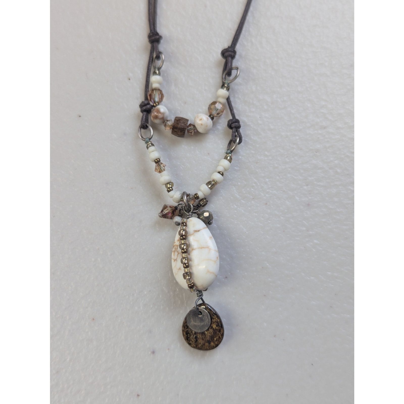 Peyote Bird Peyote Bird Stone Pendant Leather Necklace Beaded Boho New Size ONE SIZE - 2 Thumbnail