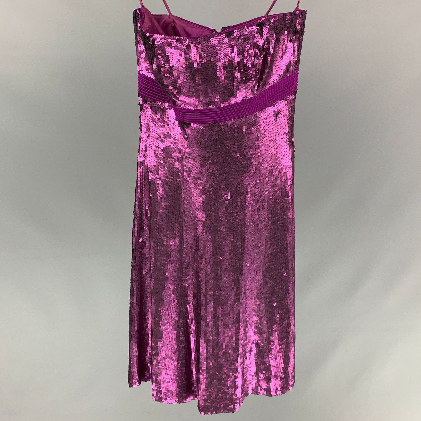 Badgley Mischka BADGLEY MISCHKA Purple Silk Sequined Strapless Dress Size XS / US 0-2 / IT 36-38 - 1 Thumbnail