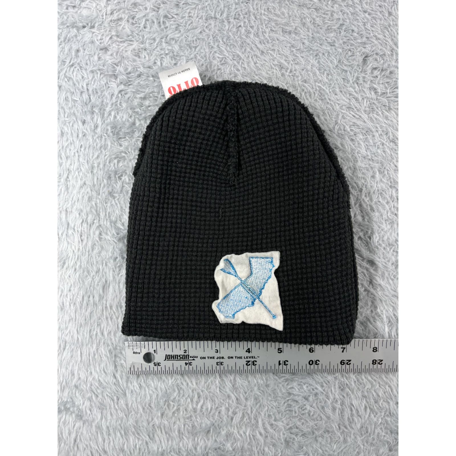 Vintage Otto Cali Paddler Beanie Toque Adult One Size Black Blue Waffle Knit 100% Acrylic Beanie Unisex Adults Hat Black Size ONE SIZE - 5 Thumbnail