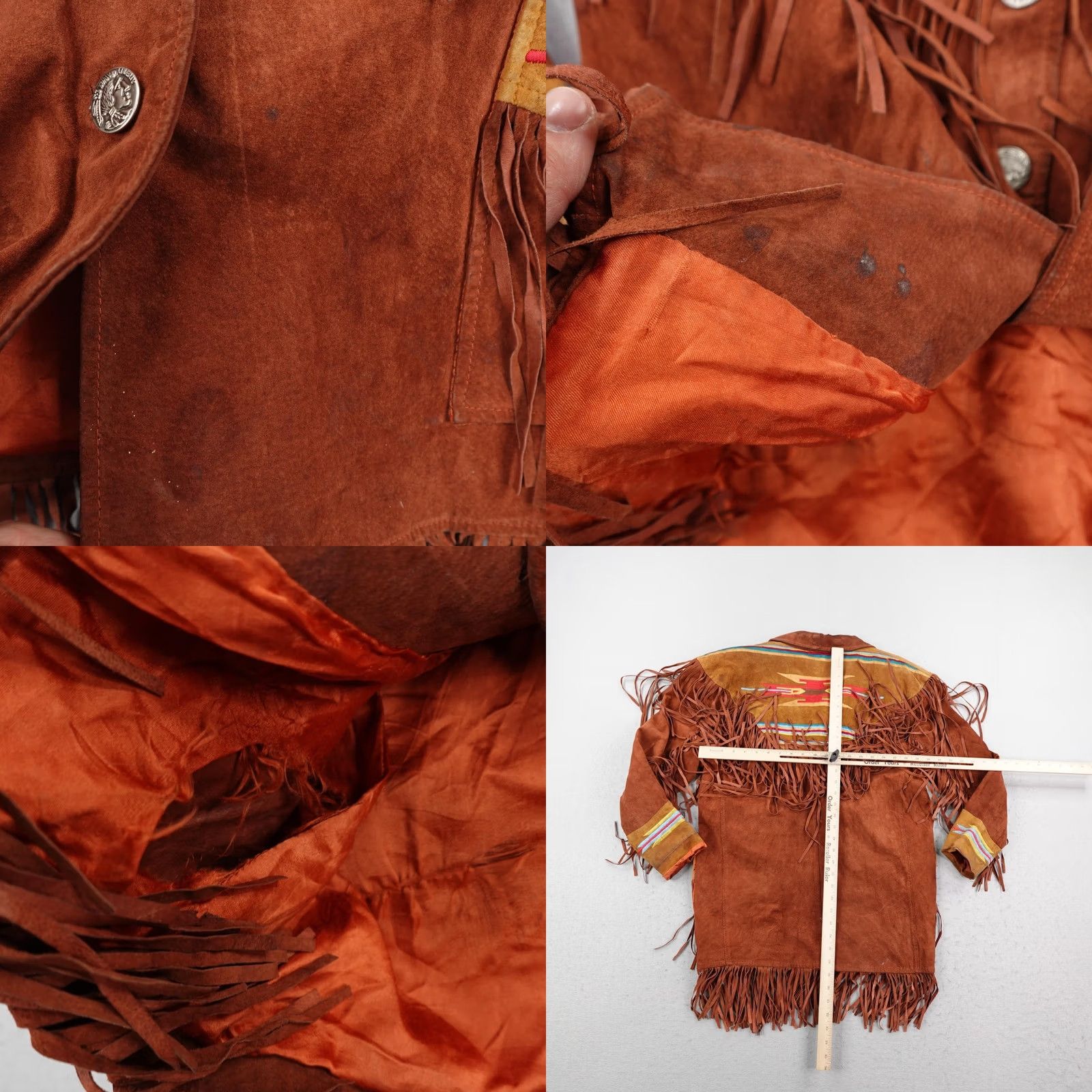 Terez VINTAGE Erez Levy Jacket Womens Medium Leather Suede Fringe Southwestern Embroidered VTG Size M / US 6-8 / IT 42-44 - 8 Thumbnail