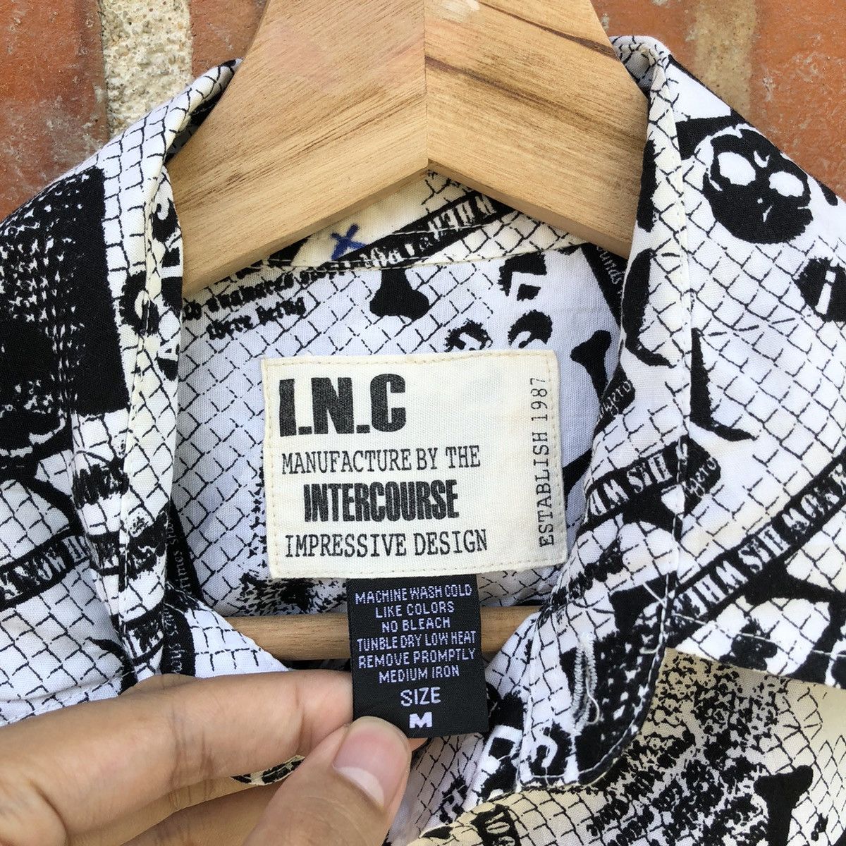 Japanese Brand × Vintage Vintage I.N.C Poem Skull Punk Gothic Button up Shirt 🍒 Size US M / EU 48-50 / 2 - 5 Thumbnail