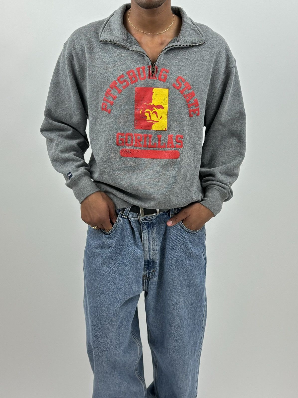 Jansport × Vintage vintage Y2K PITTSBURGH STATE Spellout 1/4 Zip-up pullover Size US L / EU 52-54 / 3 - 5 Thumbnail