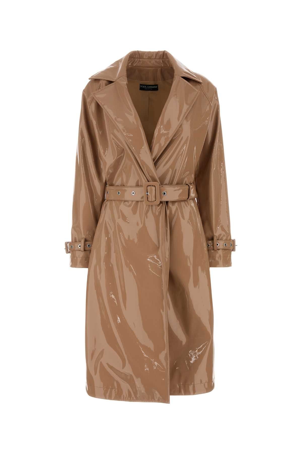 Dolce & Gabbana Skin Pink Synthetic Leather Trench Coat Size S / US 4 / IT 40 - 1 Thumbnail