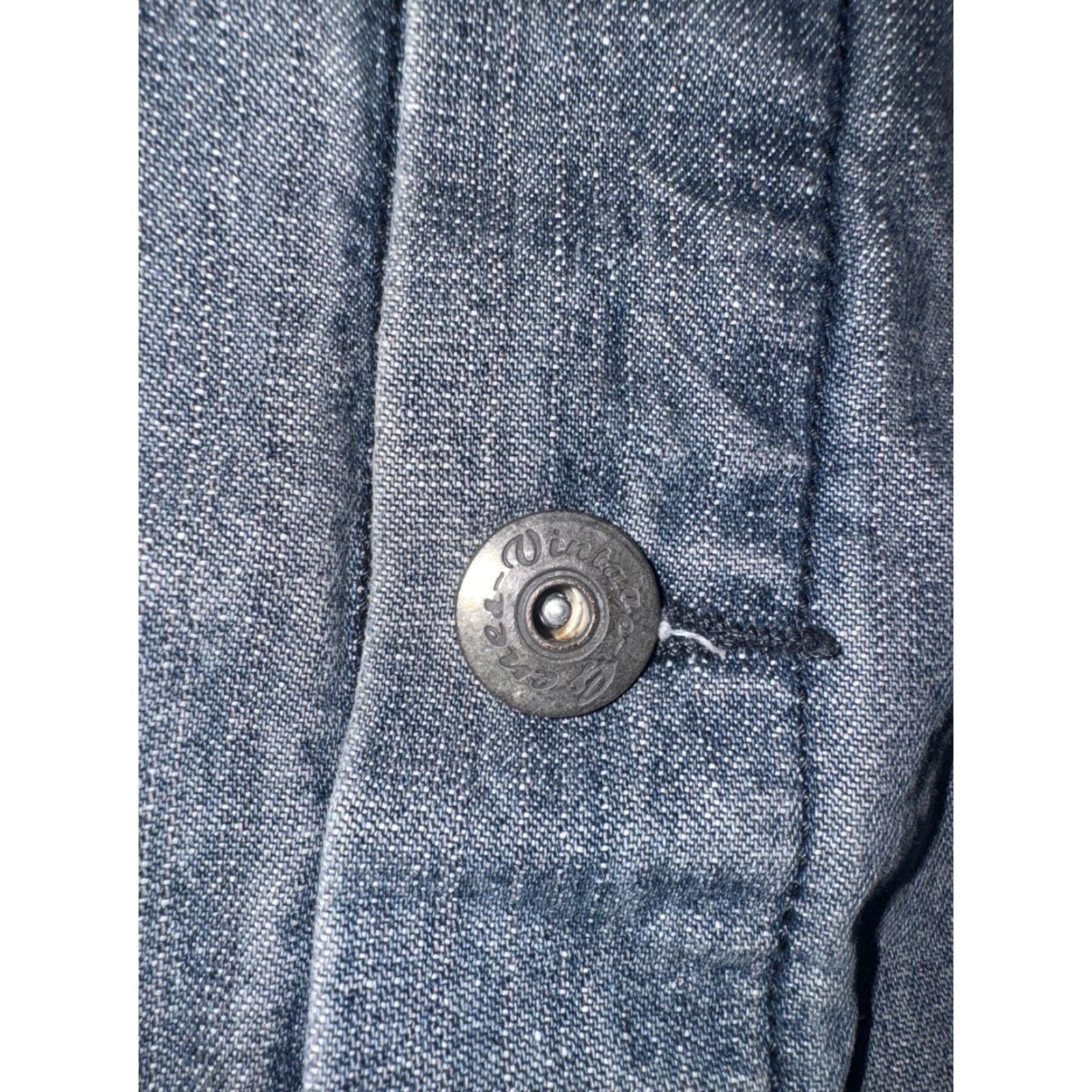 Denime VINTAGE Genes Denim Trucker Jacket Men's Large Blue 22x26 Synch Back Honeycomb Fade USA Style Size US L / EU 52-54 / 3 - 2 Thumbnail