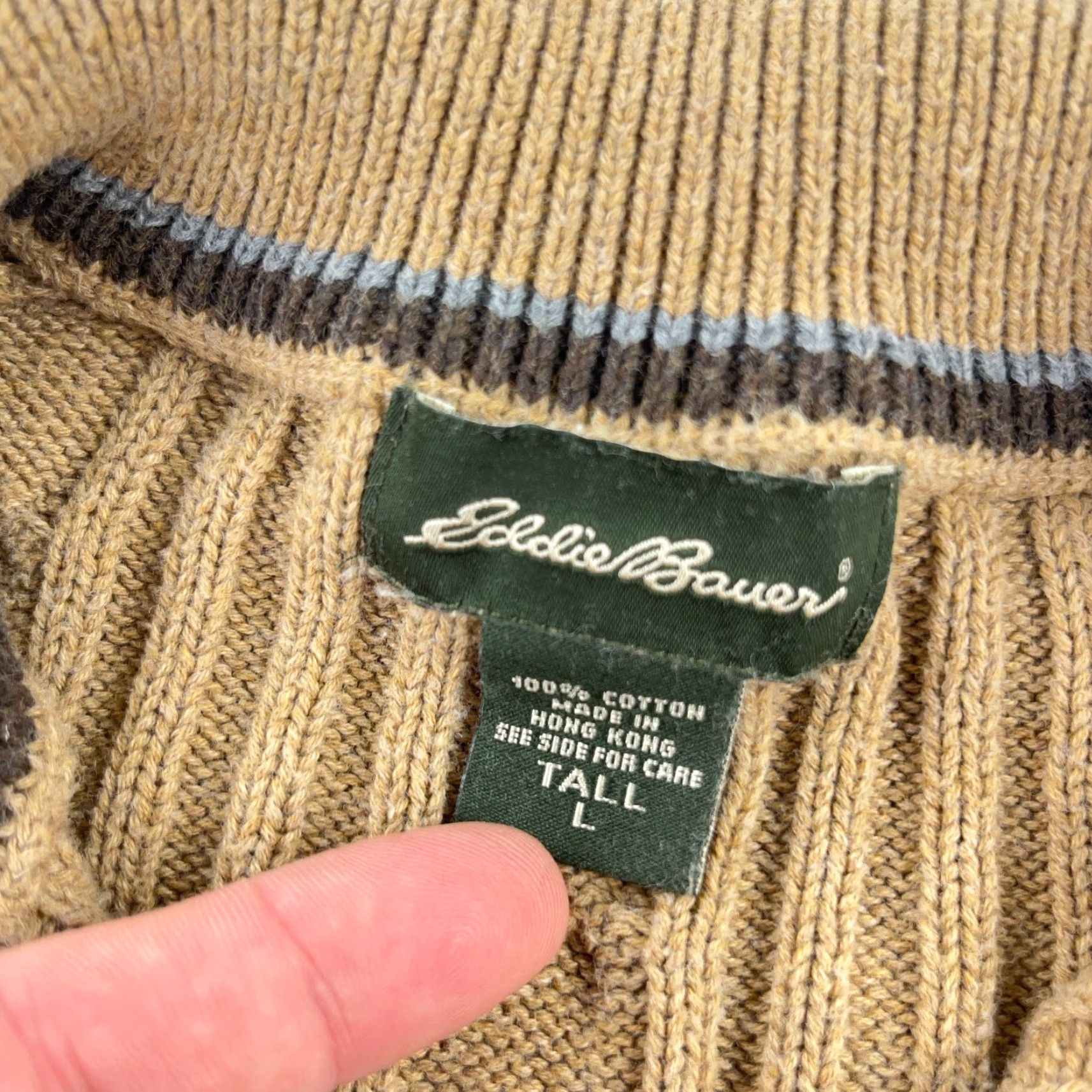 Eddie Bauer Eddie Bauer Sweater Men Large Tall Brown Heavy Cable Knit Pullover Textured Size US L / EU 52-54 / 3 - 7 Thumbnail