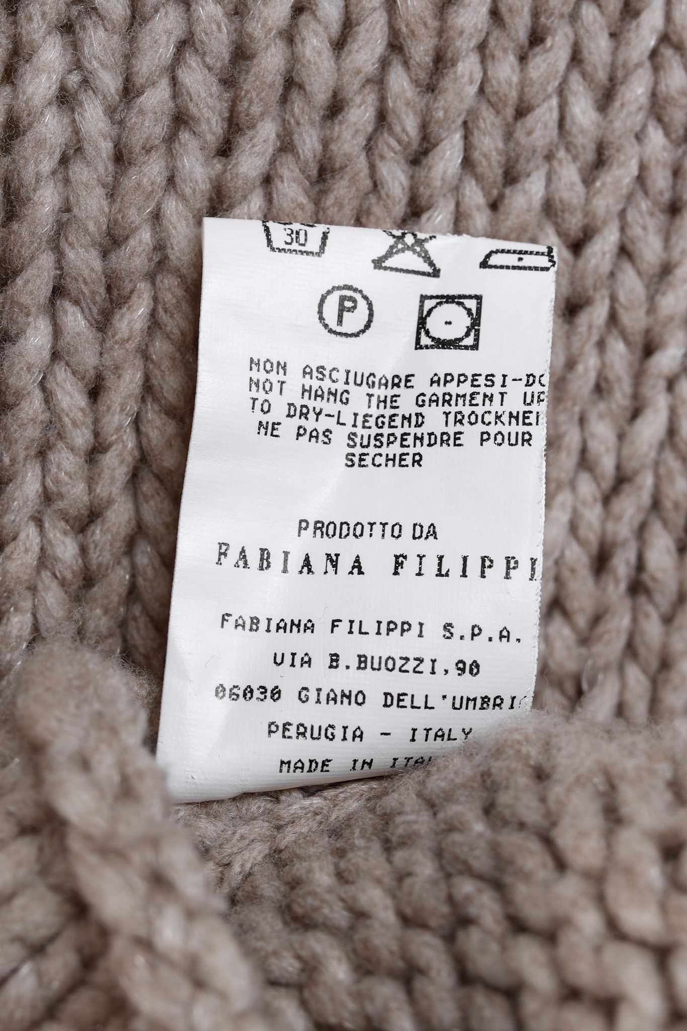 Fabiana Filippi Fabiana Filippi Taupe Merino-Wool Beaded High-Neck Sweater Size S / US 4 / IT 40 - 10 Thumbnail