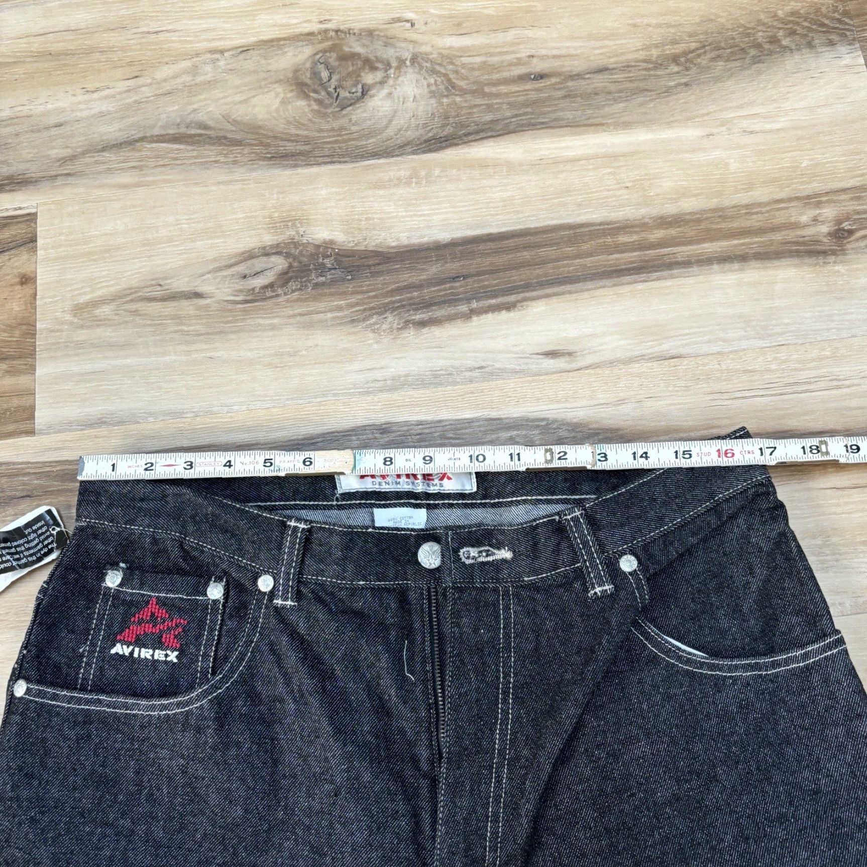 Avirex VINTAGE Avirex Jeans Mens 36 x 34 Baggy Embroidered Raw Denim Black Skater Size US 36 / EU 52 - 7 Thumbnail