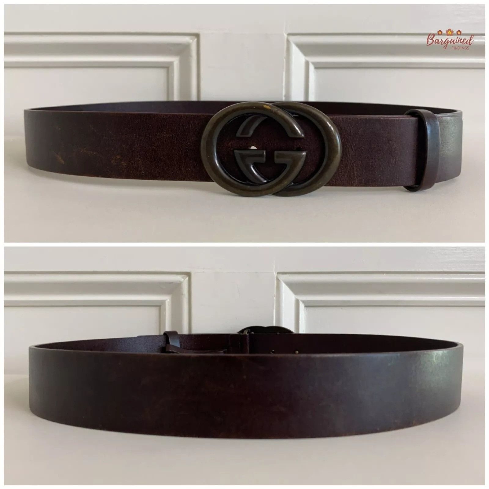 Gucci Gucci Dark Brown Calfskin Interlocking G Buckle Belt Size 32 - 3 Thumbnail