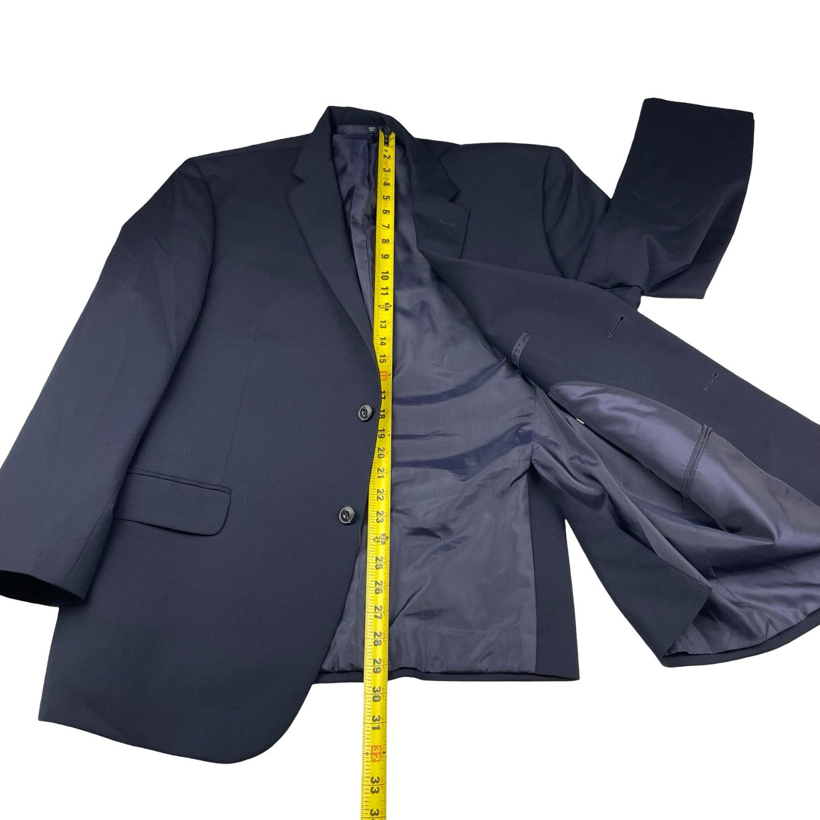 Jos. A. Bank Jos A Bank Men's Wool Blend 2-Button Tailored Fit Blazer Nav Size 46R - 12 Thumbnail