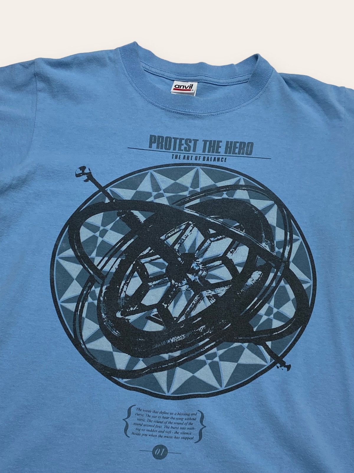 Vintage Vintage ANVIL ART OF BALANCE Soft Blue Big Logo Tee Size US S / EU 44-46 / 1 - 2 Thumbnail
