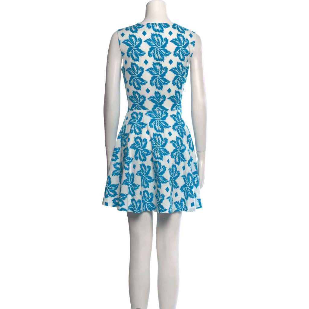 Diane von Furstenberg Diane von Furstenberg Blue White Floral A-Line Mini Dress Women’s Size S Size S / US 4 / IT 40 - 2 Thumbnail