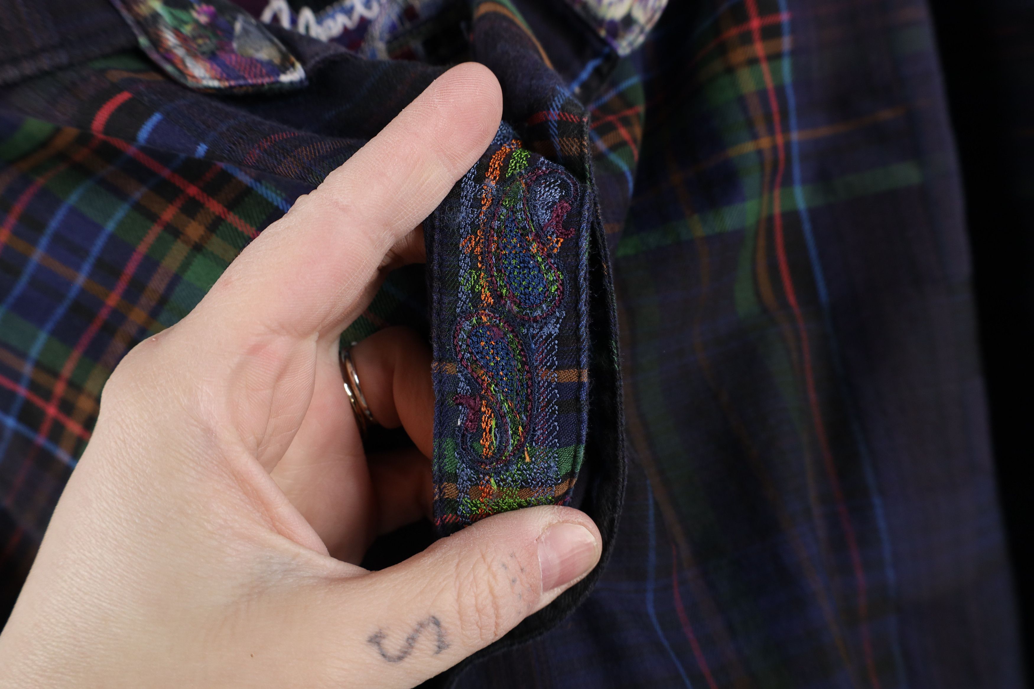Robert Graham × Vintage Robert Graham Plaid Flower Flip Cuff Collared Button Shirt Size US XXL / EU 58 / 5 - 17 Thumbnail