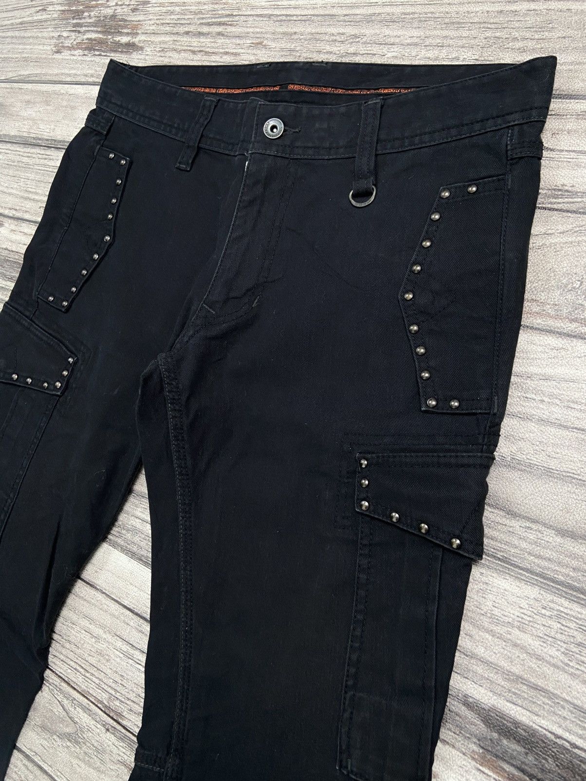 If Six Was Nine × KMRii × Le Grande Bleu (L.G.B.) 🔥Rare🔥2000s NCFM Punk Avant Garde Studded Cargo Jeans Size US 34 / EU 50 - 6 Thumbnail