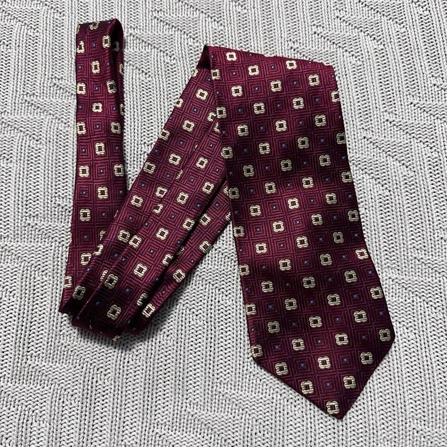 Vintage Vintage Bruno Piattelli maroon geometric floral silk tie Size ONE SIZE - 1 Thumbnail