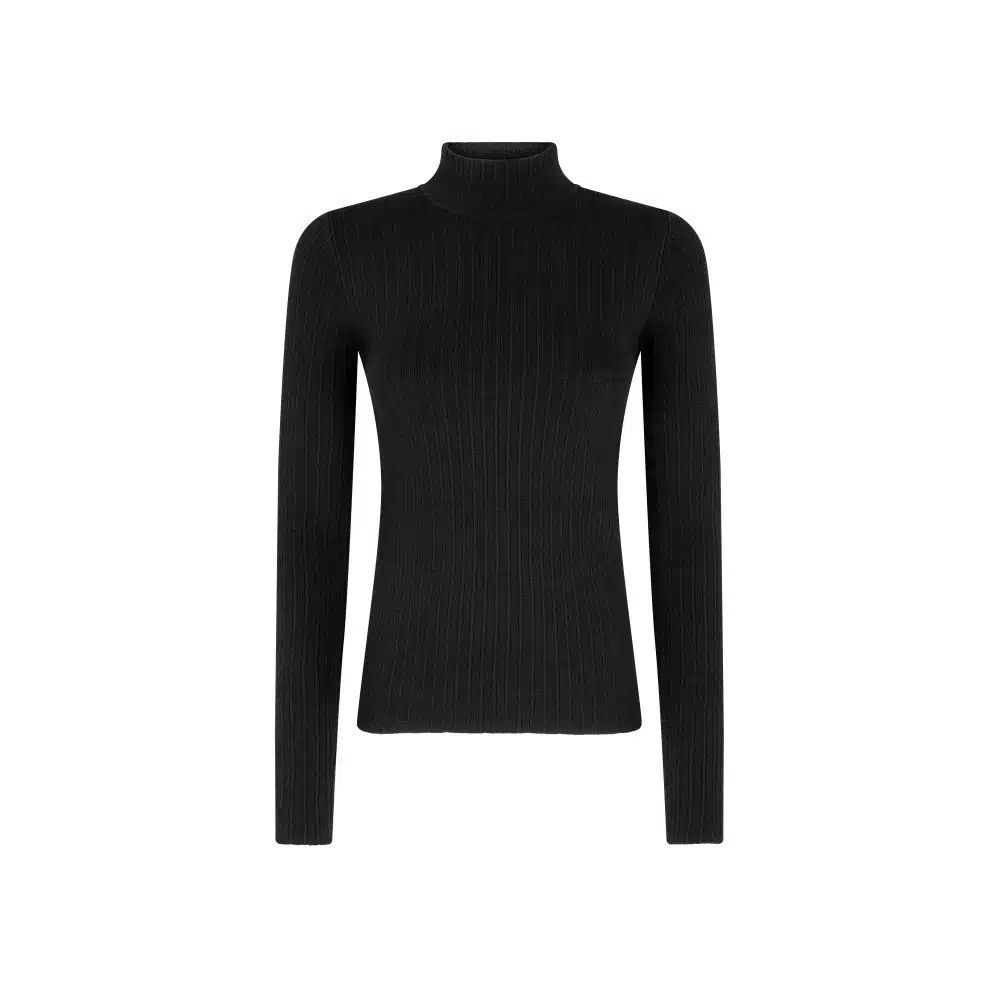Tom Ford o1loc1c0325 MAK1248 Fine Silk Rib Mock Neck Top in Black Size S / US 4 / IT 40 - 1 Thumbnail