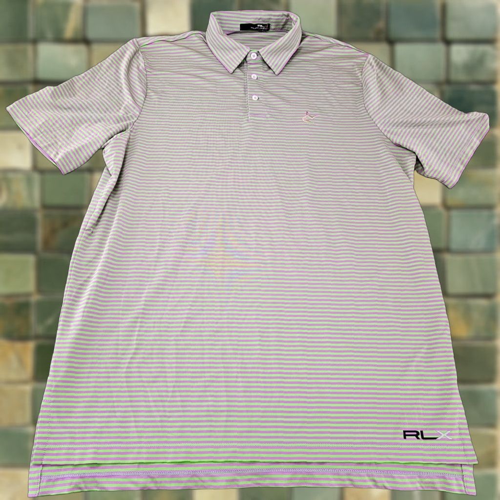 RLX Ralph Lauren RLX Ralph Lauren Polo Shirt Mens Large Pink Stripe Polo Size US L / EU 52-54 / 3 - 1 Thumbnail
