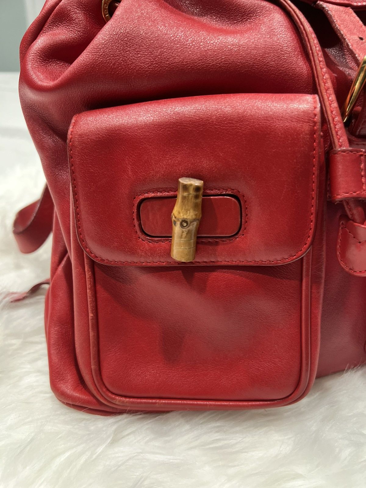 Gucci Vintage Gucci Red Bamboo Backpack – Y2K Tom Ford Era Size ONE SIZE - 3 Thumbnail
