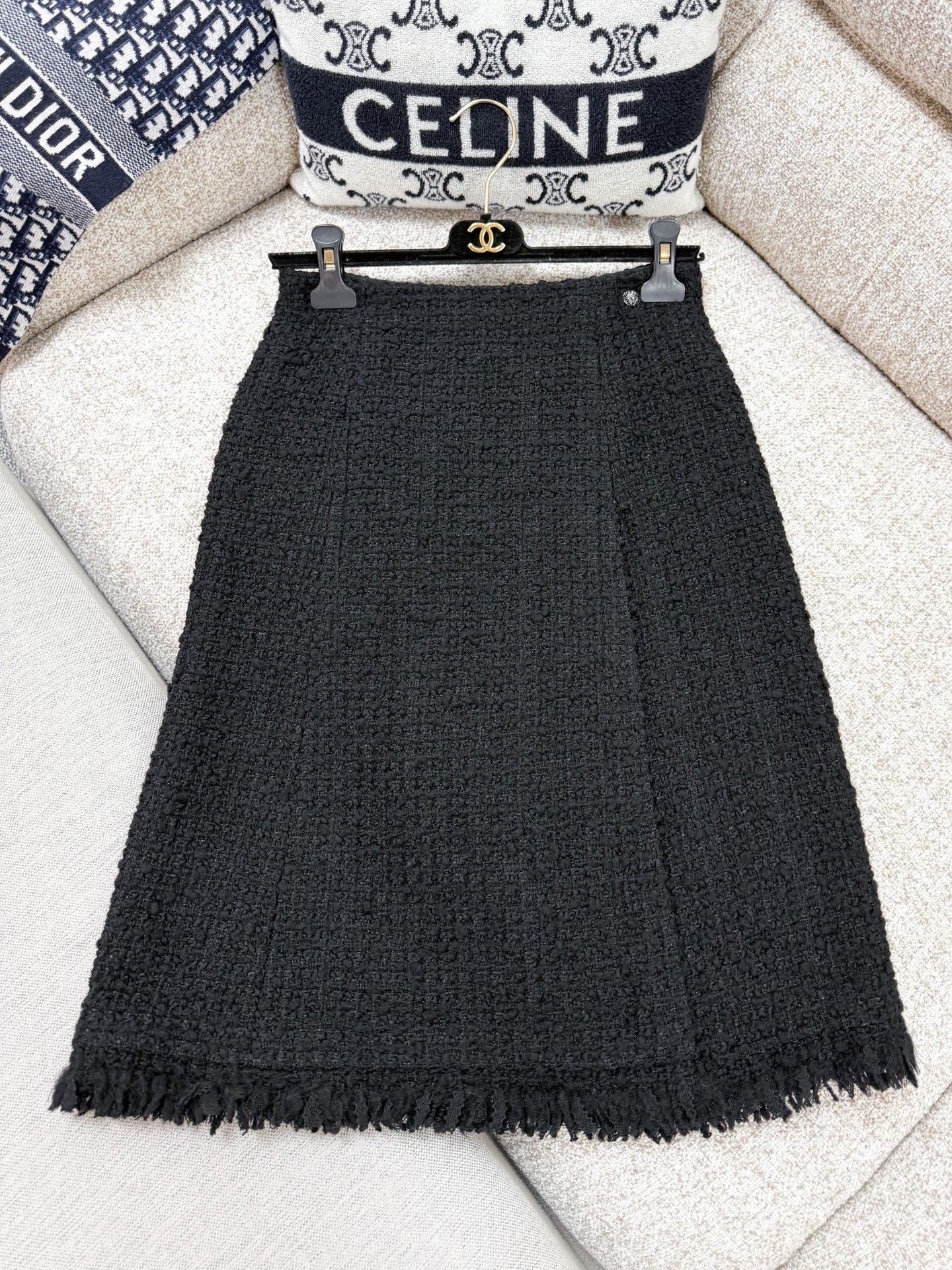 Chanel Chanel Black Woven Mid-Length Skirt Size 36" / US 14 / IT 50 - 1 Thumbnail