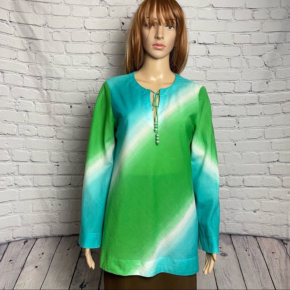 Jones New York Jones New York Cotton Tie Dye Tunic Blue Green Blouse Size Size M / US 6-8 / IT 42-44 - 1 Thumbnail