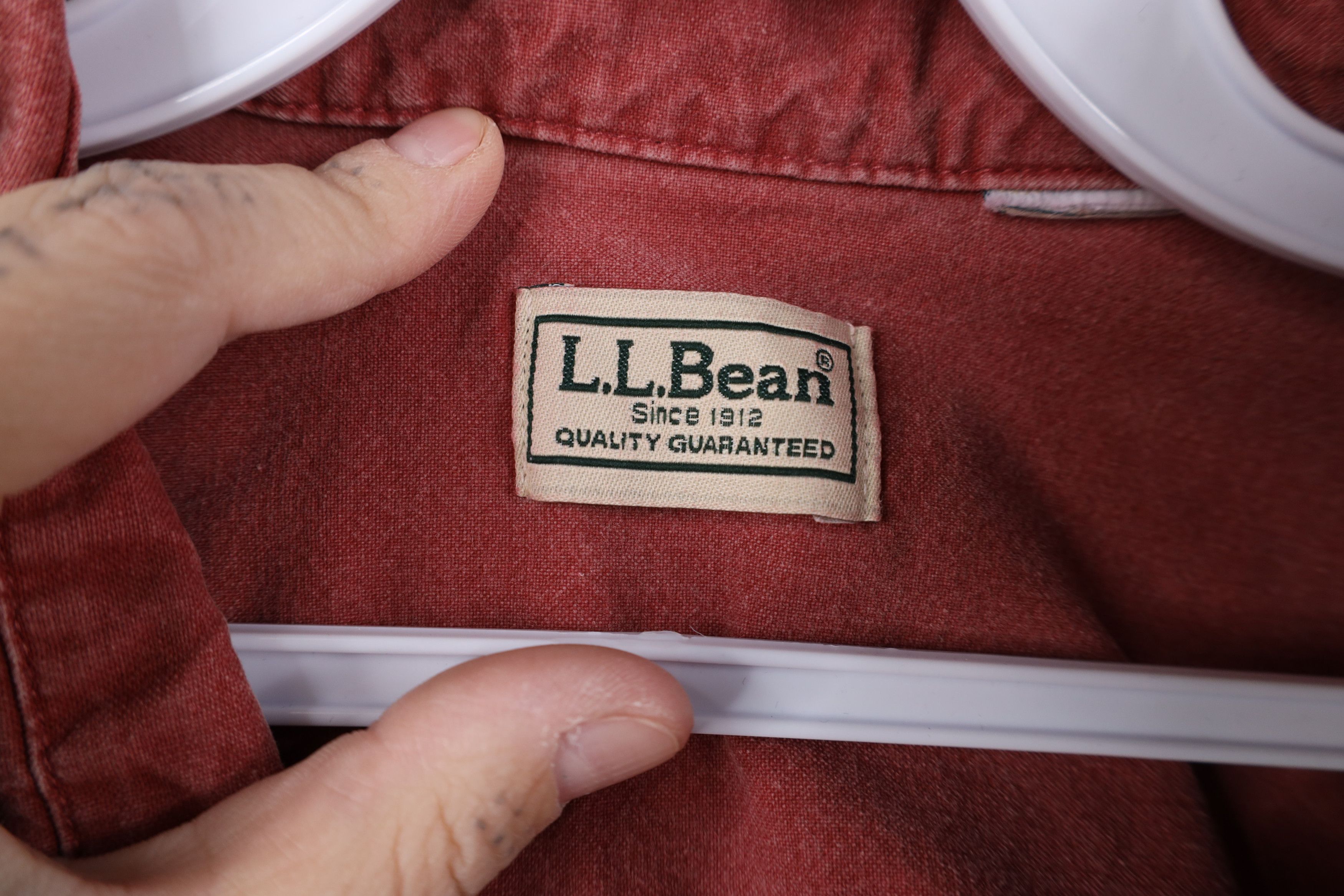 L.L. Bean Vintage 90s LL Bean Collared Button Shirt Red Cotton Size US XXL / EU 58 / 5 - 7 Thumbnail