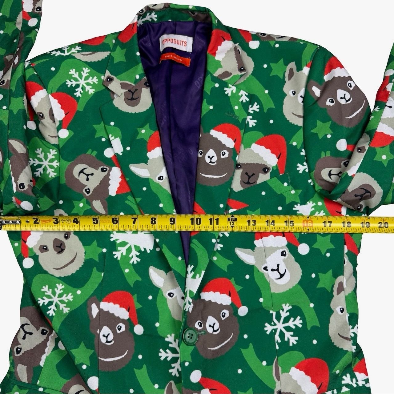 Other OppoSuits Men's Christmas Santa Llama 2-Button Blazer Red/Gr Size 38R - 7 Thumbnail