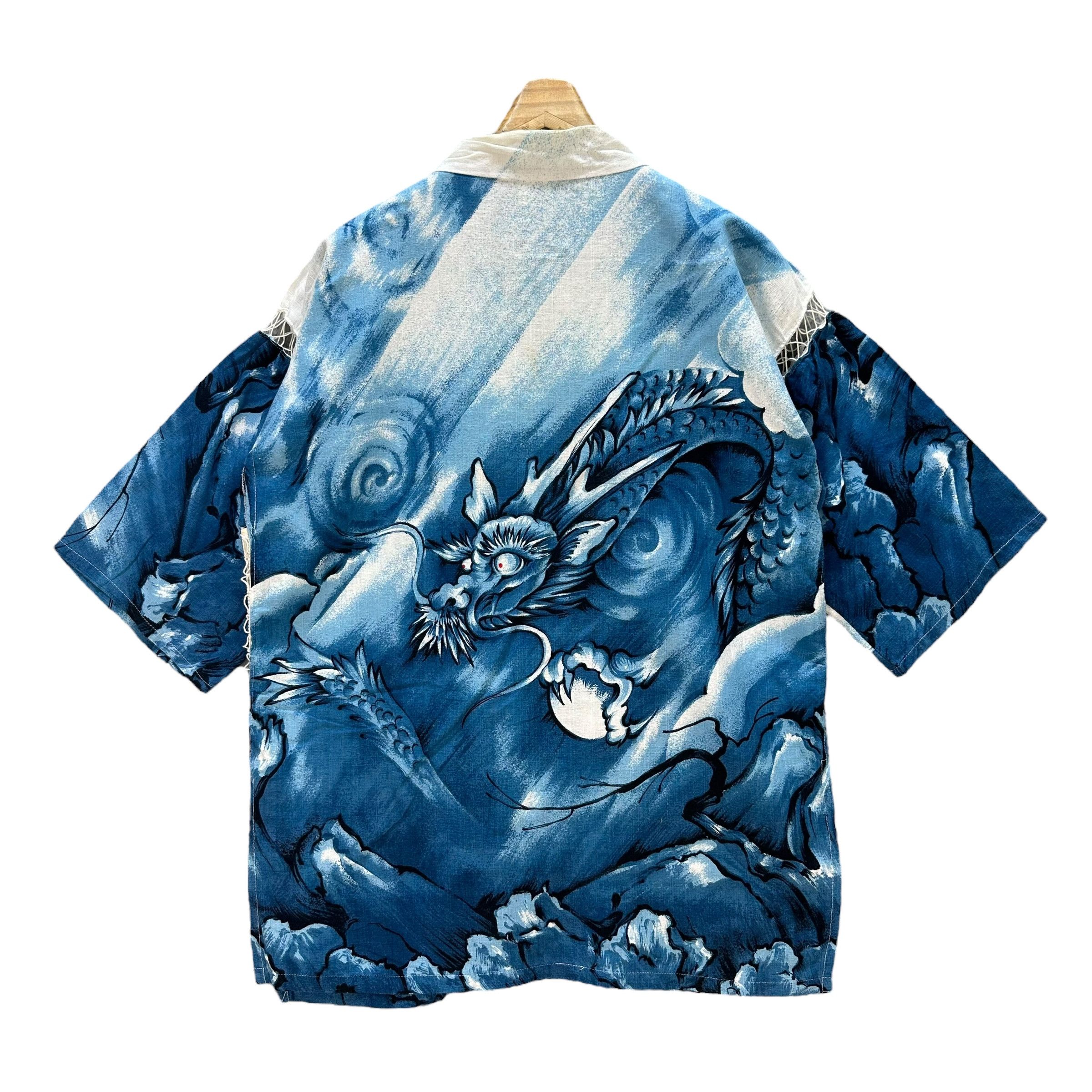 Japanese Brand Vintage Kimono Sea Dragon Graphic Printed Fullprint #A2-0042 Size US M / EU 48-50 / 2 - 10 Thumbnail