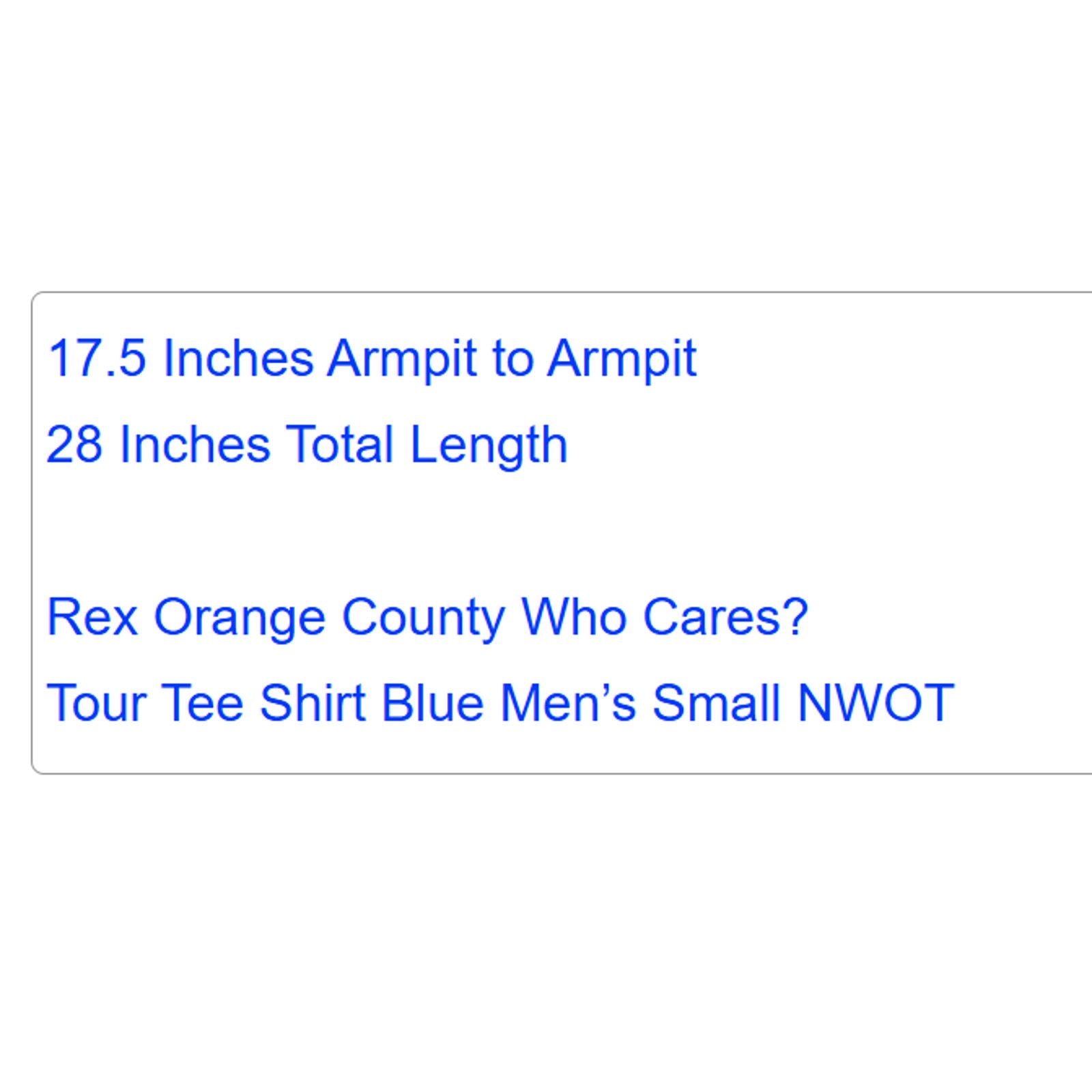 Gildan Rex Orange County Who Cares Tour T-Shirt Blue Small NWOT Size US S / EU 44-46 / 1 - 4 Thumbnail