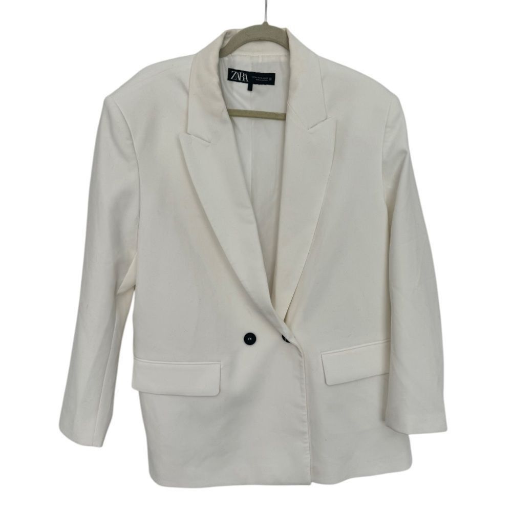 Zara Zara SZ XL White Blazer jacket Size XL / US 12-14 / IT 48-50 - 2 Thumbnail